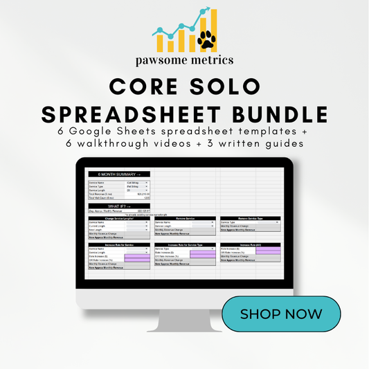 Core Solo Spreadsheet Bundle (Dog Walking and/or Pet Sitting)