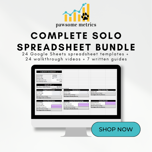 Complete Solo Spreadsheet Bundle (Dog Walking and/or Pet Sitting)